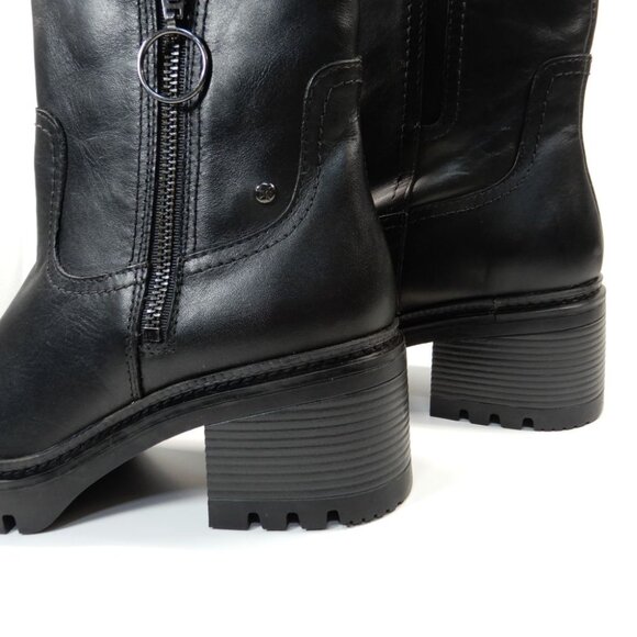 Pikolinos Valladolid Ankle Boots Size 38 7.5 8 Chunky Mid Heel Black Leather NEW - Picture 9 of 16
